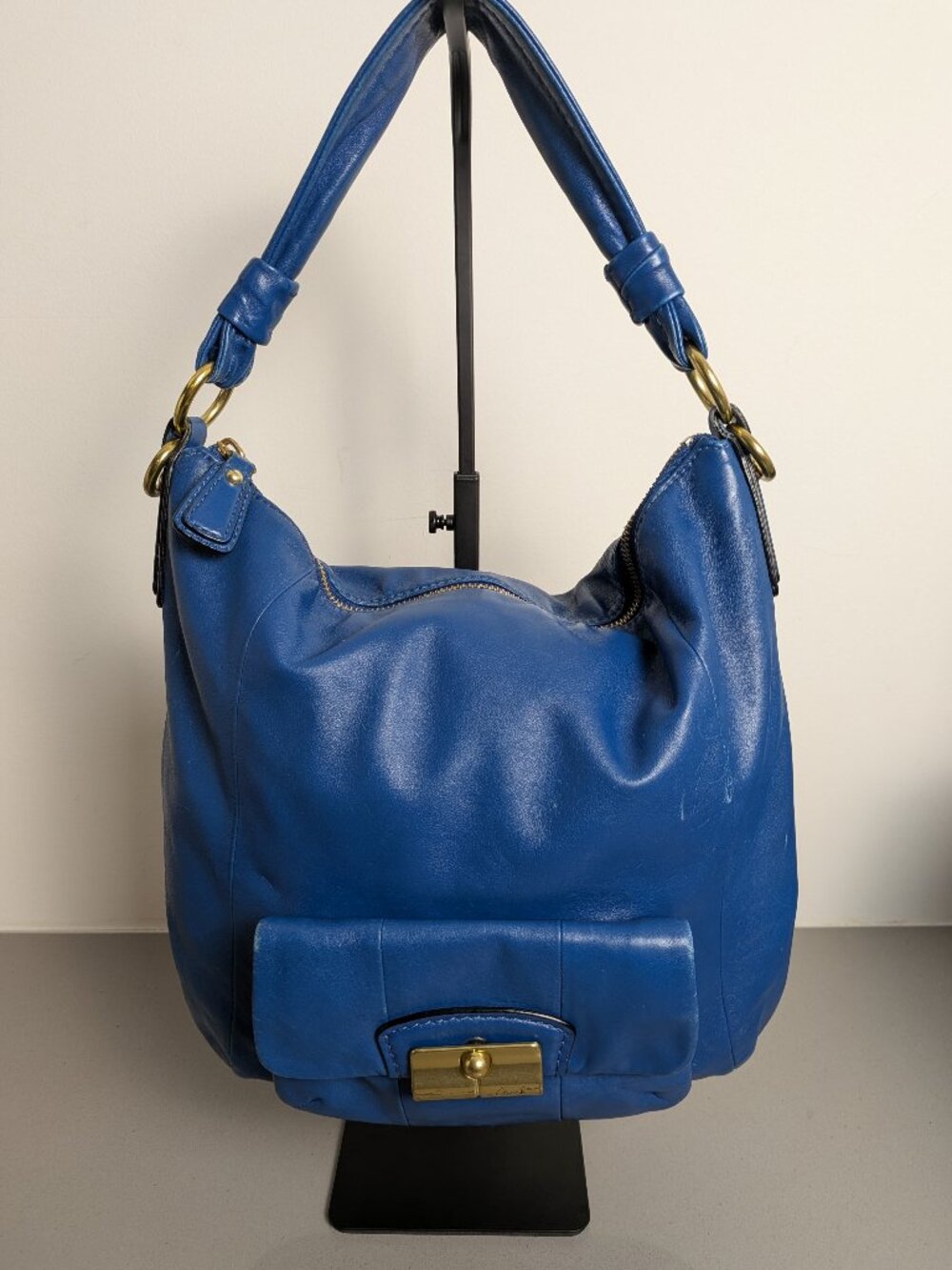 Coach Leather Kristin Hobo Slouch Bag Blue Women's